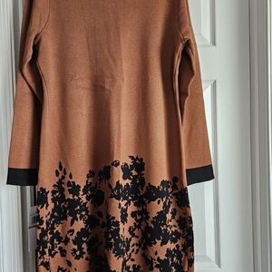 Nina Leonard Brown and Black Floral Dress